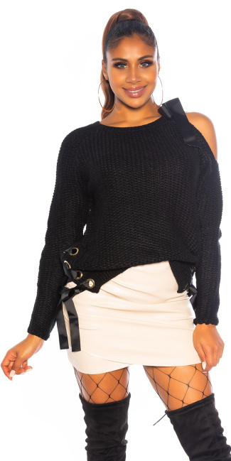 One Shoulder knit jumper Black